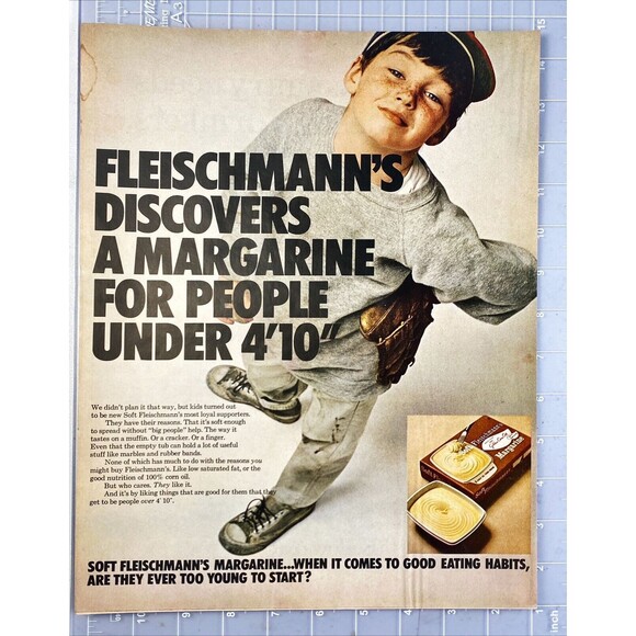 Fleischmann's Soft Margarine "For people under 4'10"" Vintage Print Ad 1967 - Picture 2 of 3